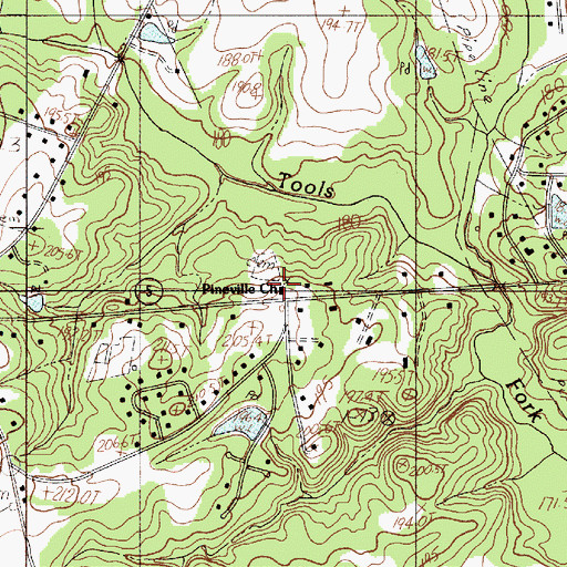 Topographic Map of Pineville Church, SC