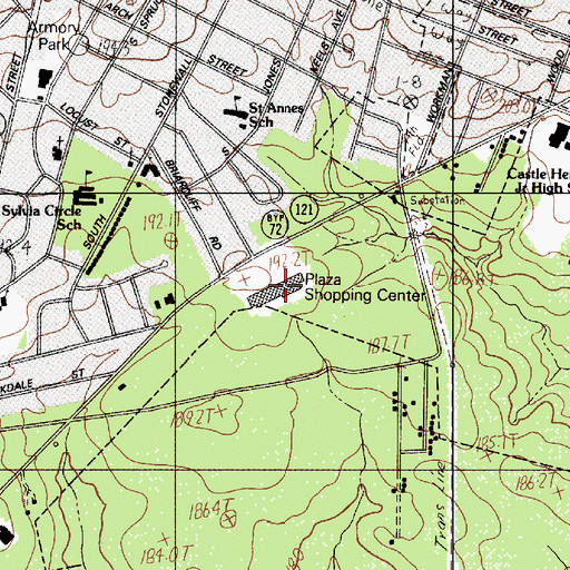 Topographic Map of Plaza Shopping Center, SC