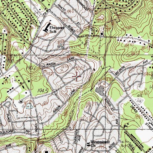 Topographic Map of Ragin Estates, SC