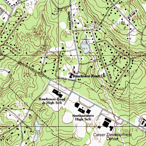 Topographic Map of Rawlinson Road Baptist Church, SC
