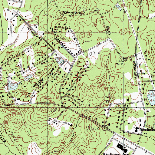Topographic Map of Rawlinson Woods, SC