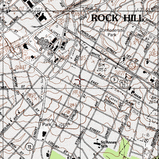Topographic Map of Rock Hill Alternative School, SC