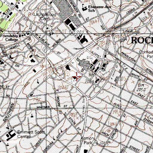 Topographic Map of Rock Hill City Hall, SC