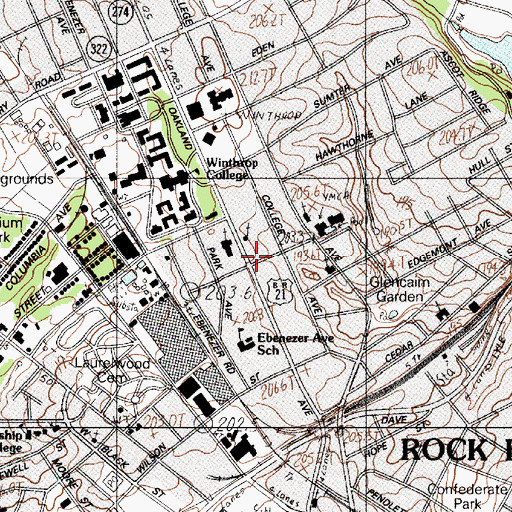 Topographic Map of Rock Hill College of Commerce (historical), SC