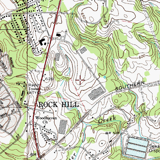 Topographic Map of Rock Hill Industrial Park, SC