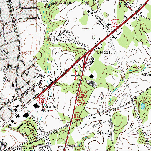 Topographic Map of Rock Hill Mall Shopping Center, SC