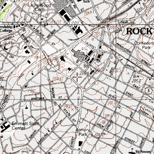 Topographic Map of Rock Hill Senior Citizens Center, SC
