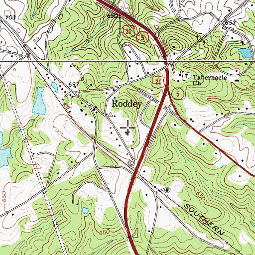 Topographic Map of Roddey Baptist Church, SC