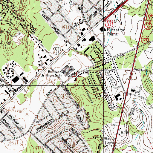 Topographic Map of Rogers Memorial Associate Reformed Presbyterian Church, SC