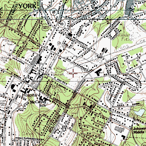 Topographic Map of Rose Hill Cemetery, SC