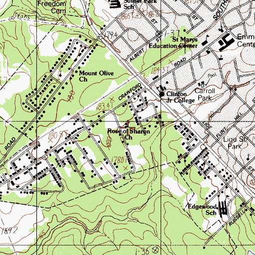 Topographic Map of Rose of Sharon Church, SC