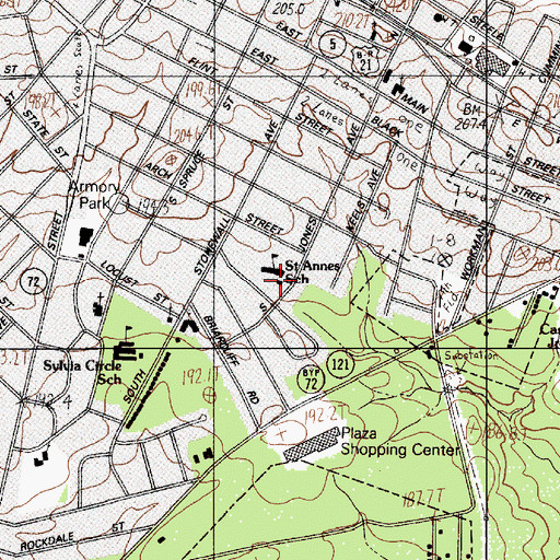 Topographic Map of Saint Annes Catholic Church, SC