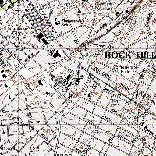 Topographic Map of Saint Johns United Methodist Church, SC