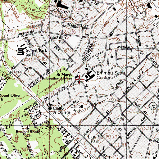 Topographic Map of Saint Marys Catholic Church, SC