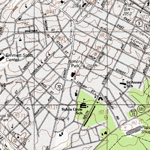 Topographic Map of Saluda Shopping Center, SC