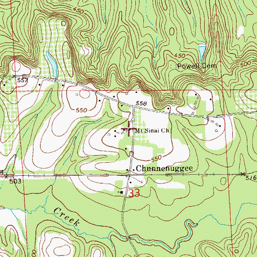 Topographic Map of Mount Sinai Church, AL