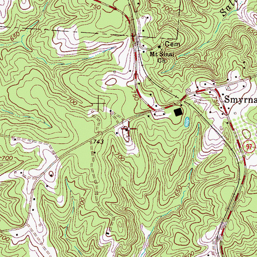 Topographic Map of Smyrna Associate Reformed Presbyterian Church, SC