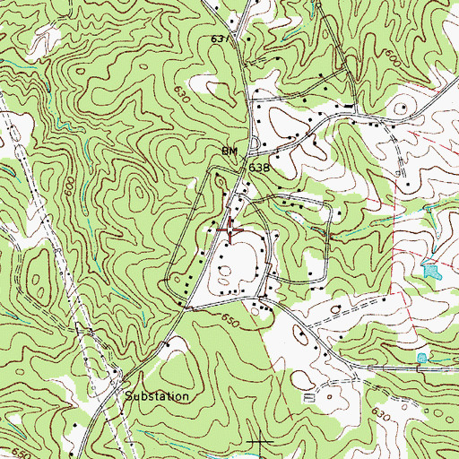 Topographic Map of Springdale Acres, SC