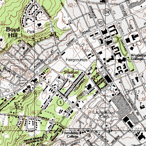Topographic Map of Stadium Park, SC