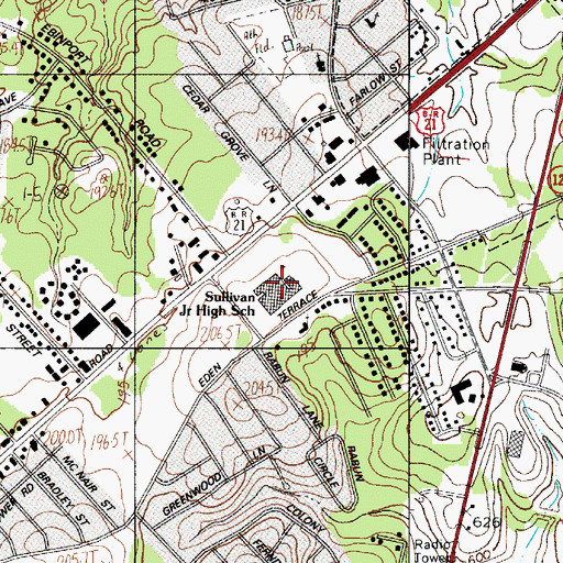 Topographic Map of Sullivan Junior High School, SC