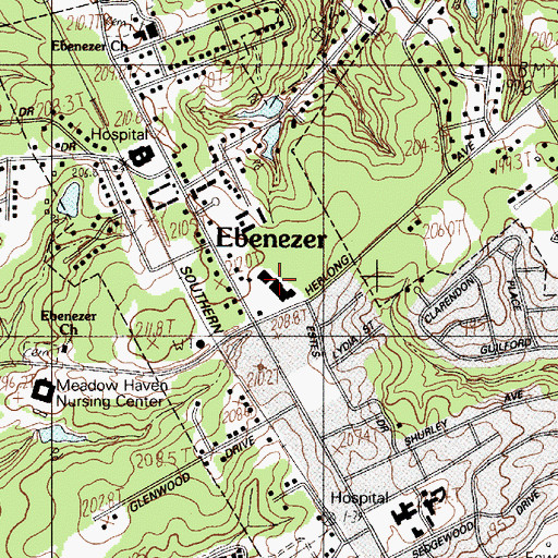 Topographic Map of Village Square Shopping Center, SC