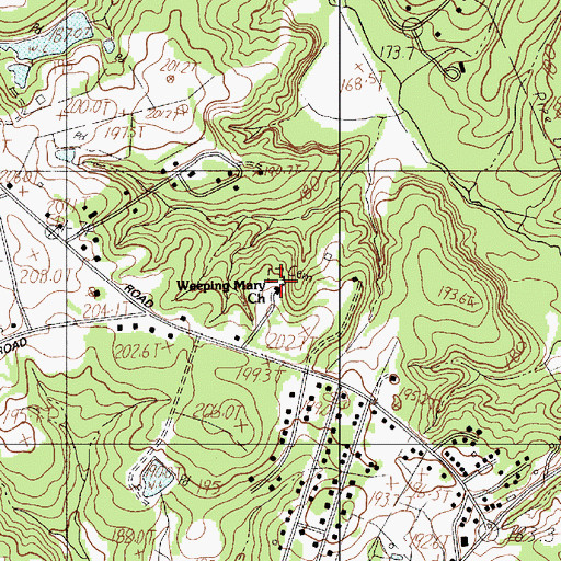 Topographic Map of Weeping Mary Church, SC