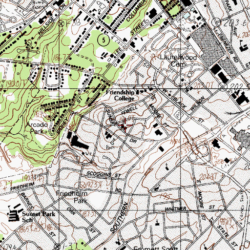 Topographic Map of West End Baptist Church, SC