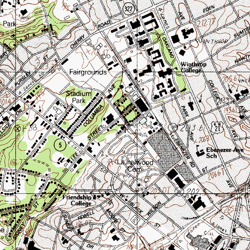 Topographic Map of White Street Baptist Church, SC