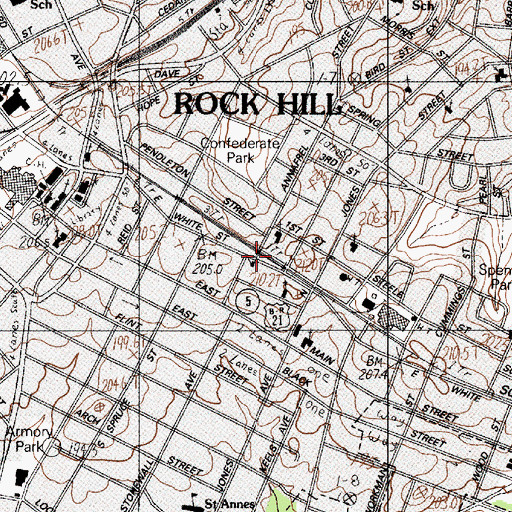Topographic Map of White Street Wesleyan Methodist Church (historical), SC