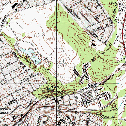Topographic Map of Winthrop Golf COurse, SC