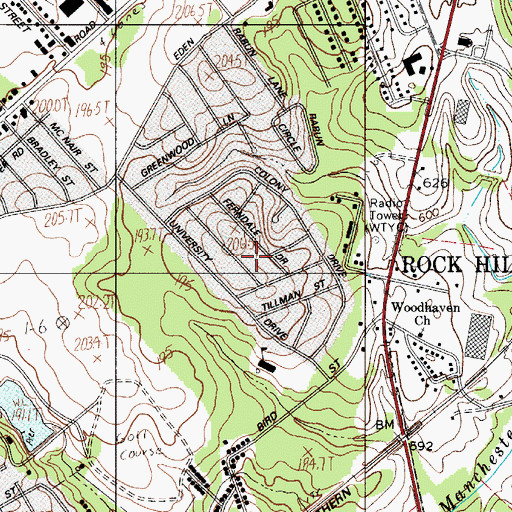 Topographic Map of Winthrop Heights, SC