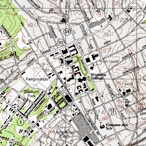 Topographic Map of Winthrop College Historic District, SC