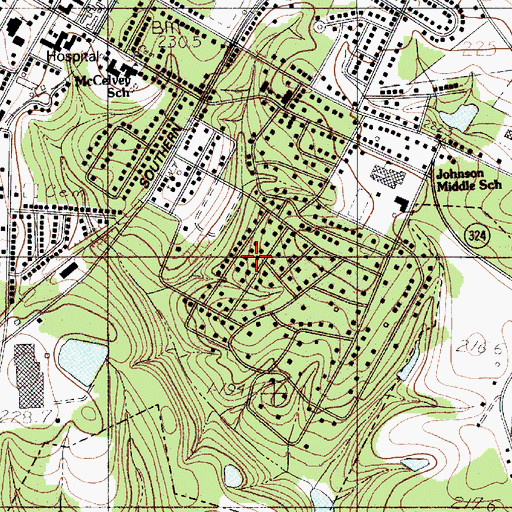 Topographic Map of Wooded Valley, SC