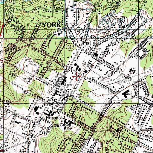 Topographic Map of York City Hall, SC