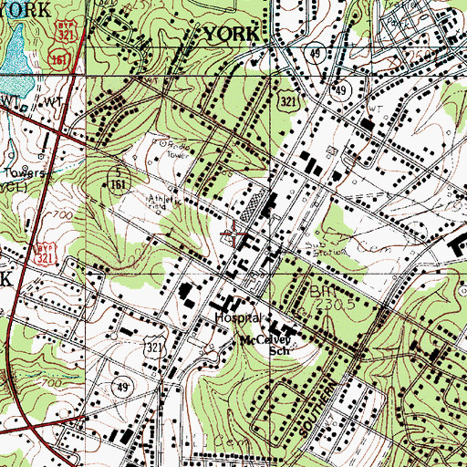 Topographic Map of York County Courthouse, SC