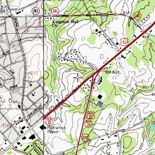 Topographic Map of York Plaza Shopping Center, SC