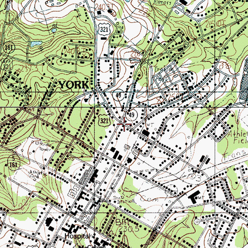 Topographic Map of York Public Library, SC