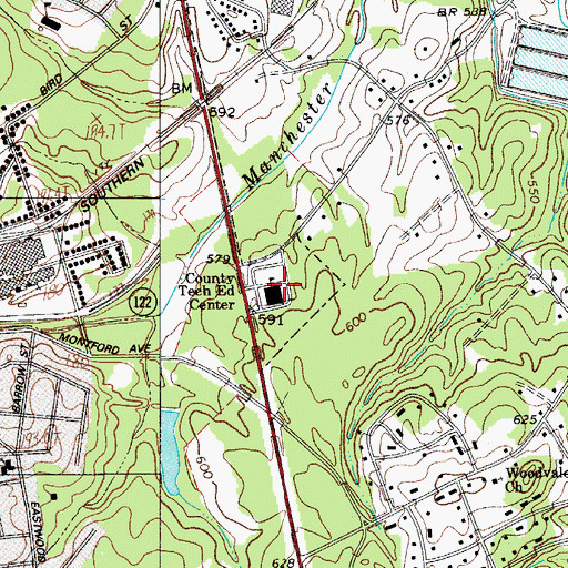 Topographic Map of York Technical College, SC