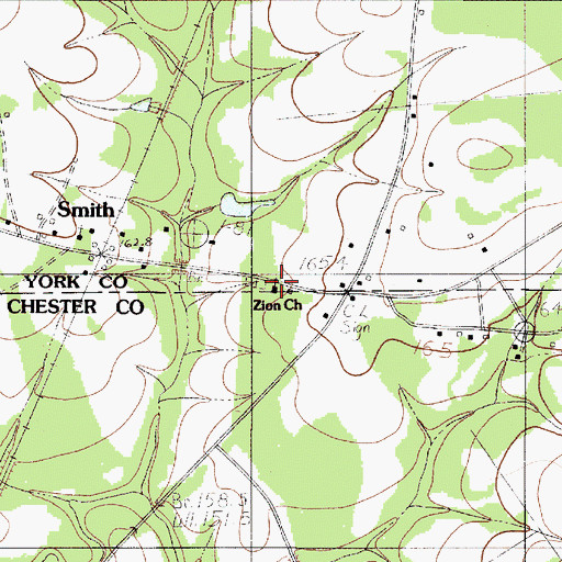 Topographic Map of Zion Church, SC