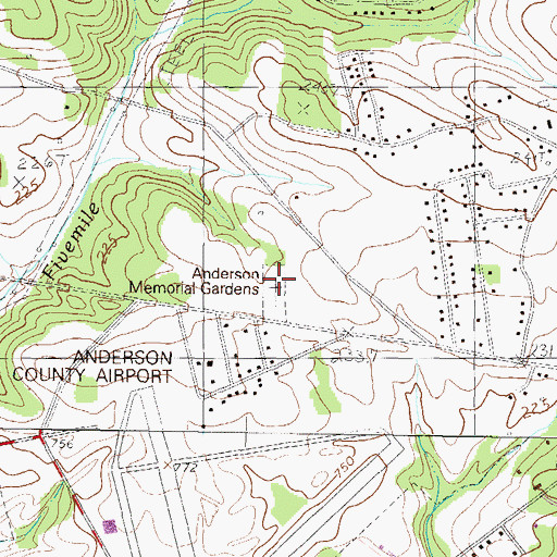 Topographic Map of Anderson Memorial Gardens, SC