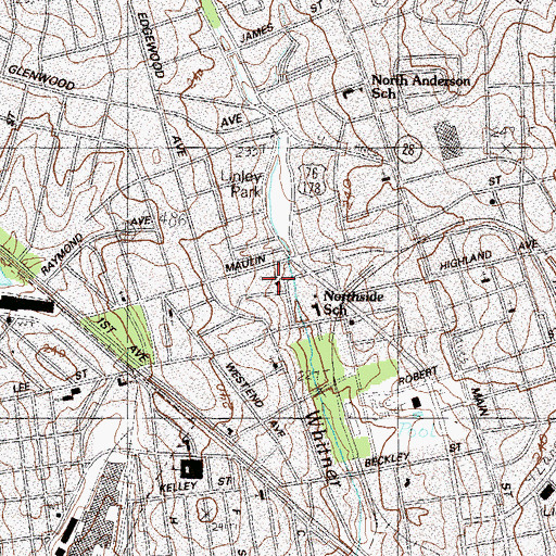 Topographic Map of Asbury Memorial Baptist Church, SC