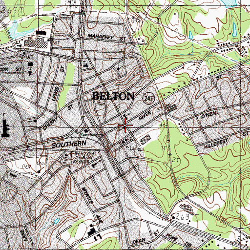 Topographic Map of Belton Presbyterian Church, SC