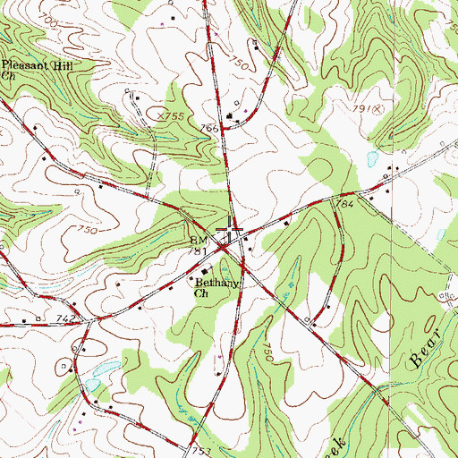 Topographic Map of Bethany Cemetery, SC