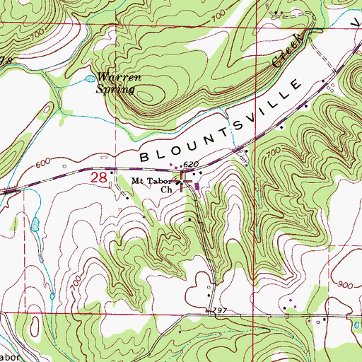 Topographic Map of Mount Tabor Church, AL