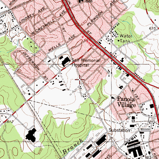 Topographic Map of Anderson Plaza Shopping Center, SC