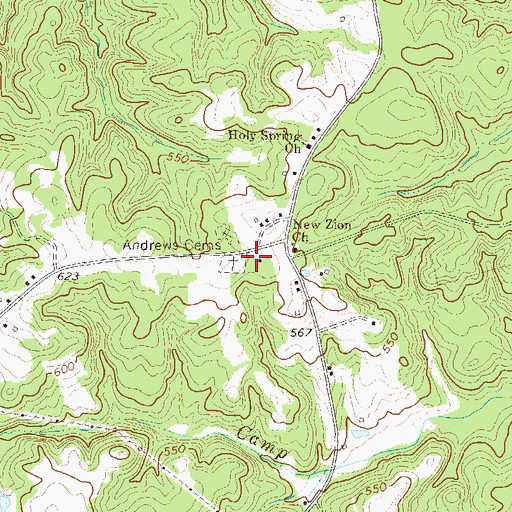 Topographic Map of Andrew Chapel Methodist Church (historical), SC