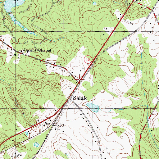Topographic Map of Bullock (historical), SC