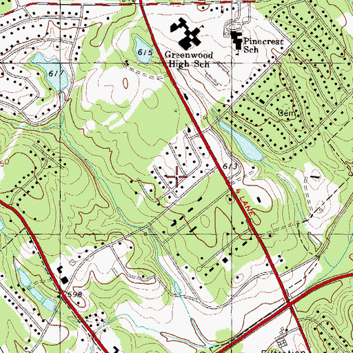 Topographic Map of Canterbury, SC