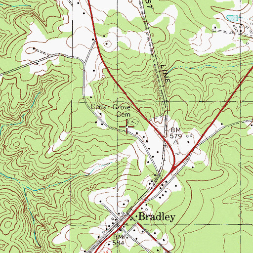 Topographic Map of Cedar Grove School (historical), SC