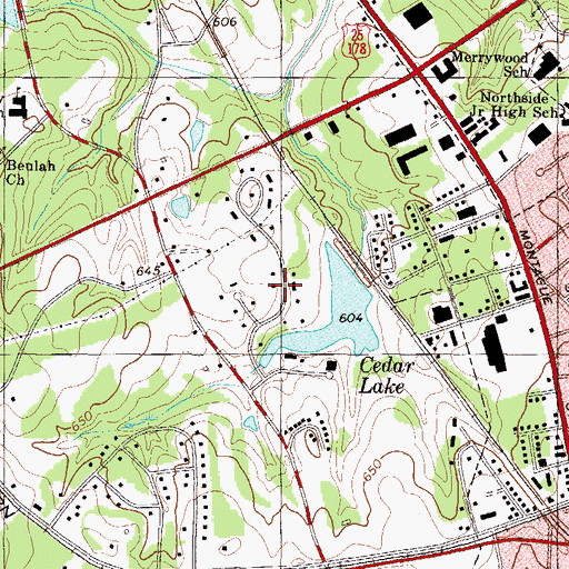 Topographic Map of Cedar Lake, SC